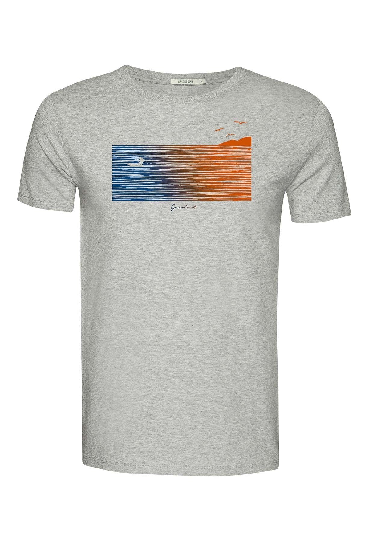 Greenbomb Nature Waves Solo Guide T-Shirt - Heather Grey-Mens-Ohh! By Gum - Shop Sustainable