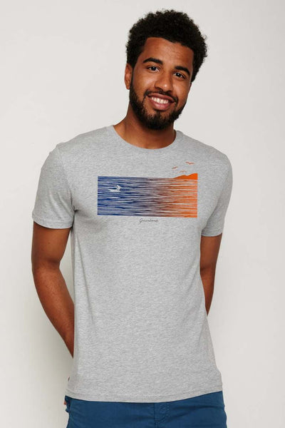 Greenbomb Nature Waves Solo Guide T-Shirt - Heather Grey-Mens-Ohh! By Gum - Shop Sustainable