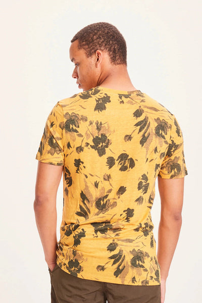 Knowledge Cotton Alder Linen T-Shirt with Flower AOP - GOTS/Vegan-Mens-Ohh! By Gum - Shop Sustainable