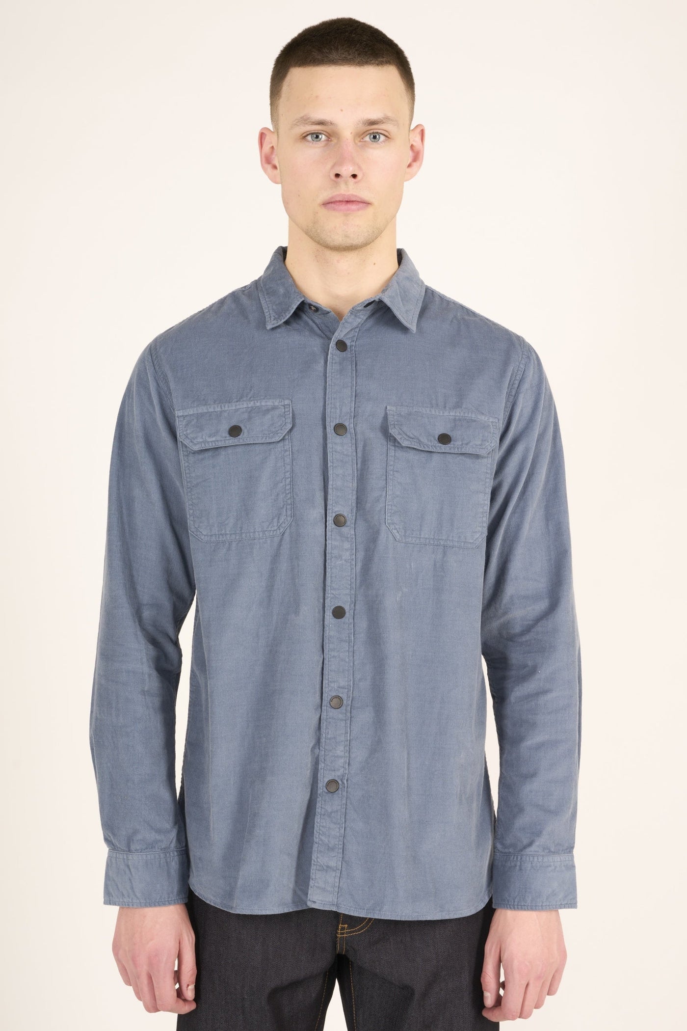 Knowledge Cotton Babycord Custom Fit Shirt in China Blue - GOTS/VEgan-Mens-Ohh! By Gum - Shop Sustainable