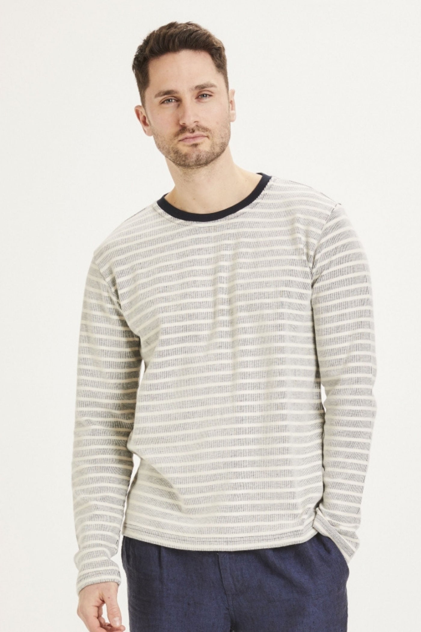 Knowledge Cotton Locust Striped Long Sleeve Top - GOTS Vegan-Mens-Ohh! By Gum - Shop Sustainable