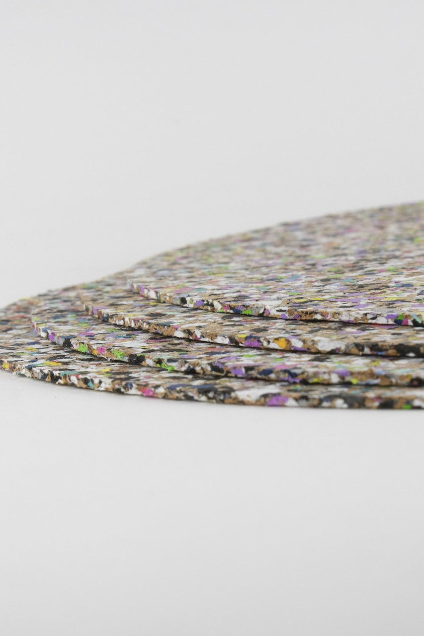 Liga Beach Clean Round Placemat Set stacked and layered.