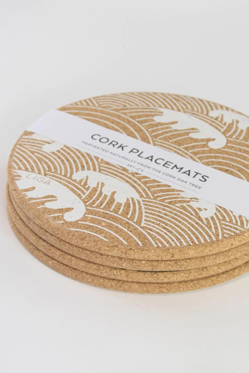 Liga Cork Placemat Set in Wave-Homeware-Ohh! By Gum - Shop Sustainable