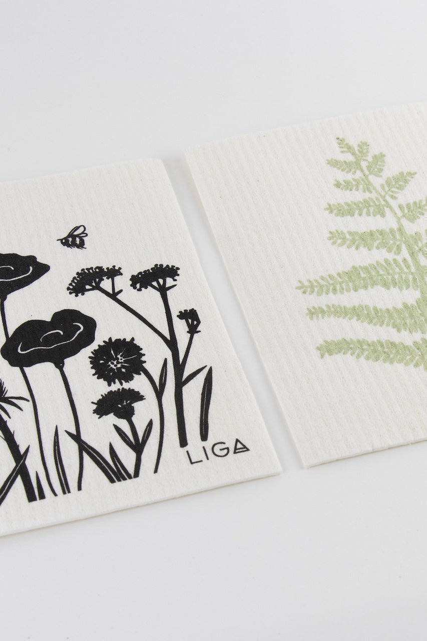 Liga Eco Dishcloths Wild Flower & Fern-Homeware-Ohh! By Gum - Shop Sustainable