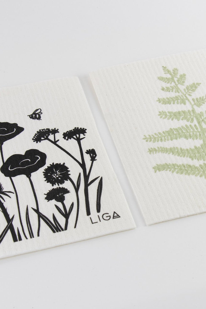 Liga Eco Dishcloths Wild Flower & Fern-Homeware-Ohh! By Gum - Shop Sustainable