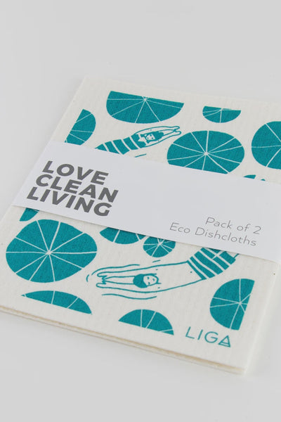 Liga Eco Dishcloths Wild Swimmers & Hydrangea-Homeware-Ohh! By Gum - Shop Sustainable