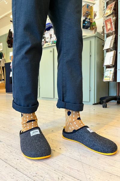 Mercredy Black & Yellow Slippers-Mens-Ohh! By Gum - Shop Sustainable