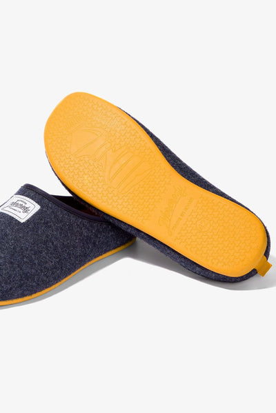 Mercredy Mens Navy - Yellow Slippers-Mens-Ohh! By Gum - Shop Sustainable