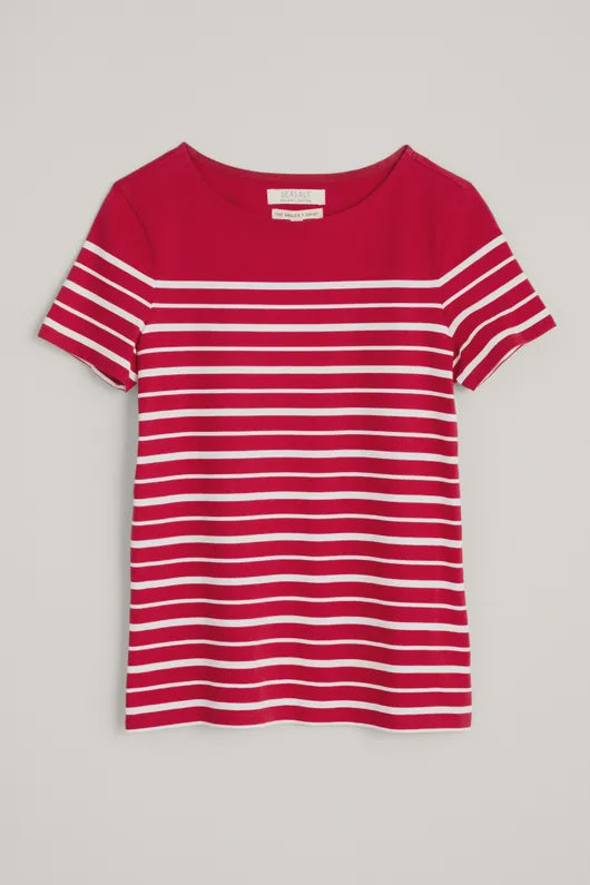 Seasalt Sailor T-Shirt in Falmouth Shore Crimson Chalk-Womens-Ohh! By Gum - Shop Sustainable