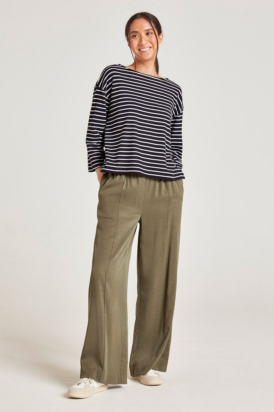 Thought Faya Tencel™ Wide Leg Trouser In Cargo Green-Womens-Ohh! By Gum - Shop Sustainable