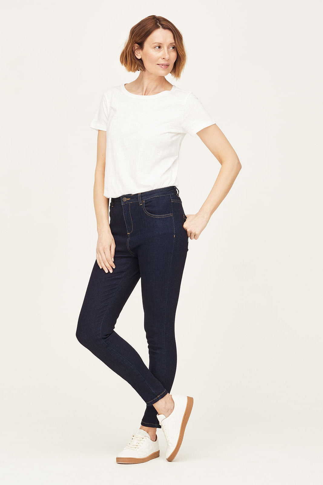 Thought Gots Skinny Jeans in Dark Blue Wash-Womens-Ohh! By Gum - Shop Sustainable