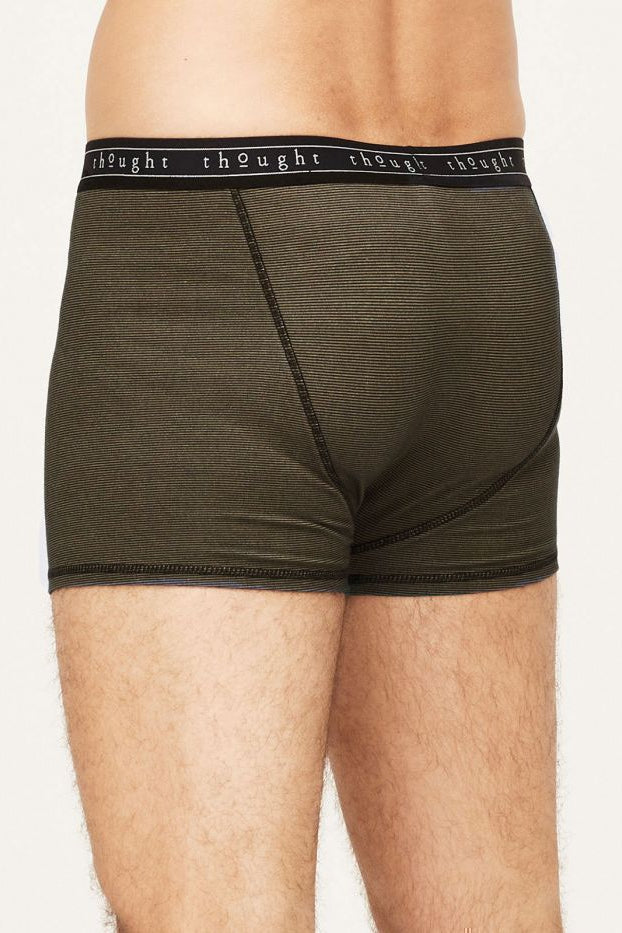 Thought Michael Bamboo Stripe Jersey Boxers in Olive Green-Mens-Ohh! By Gum - Shop Sustainable