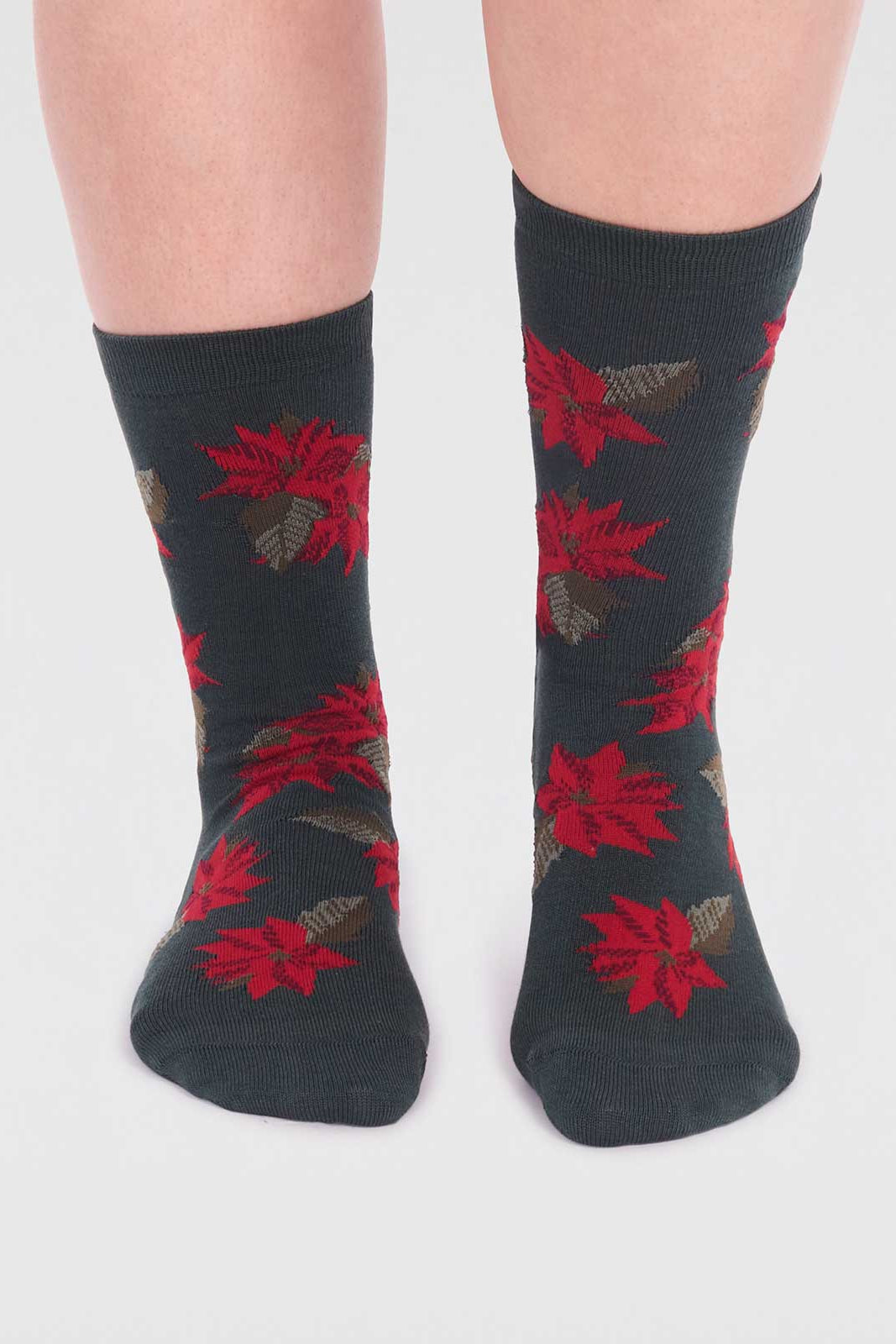 Thought Poinsettia Bamboo Christmas Bike Sock Box-Womens-Ohh! By Gum - Shop Sustainable