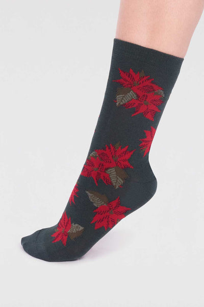 Thought Poinsettia Bamboo Christmas Bike Sock Box-Womens-Ohh! By Gum - Shop Sustainable