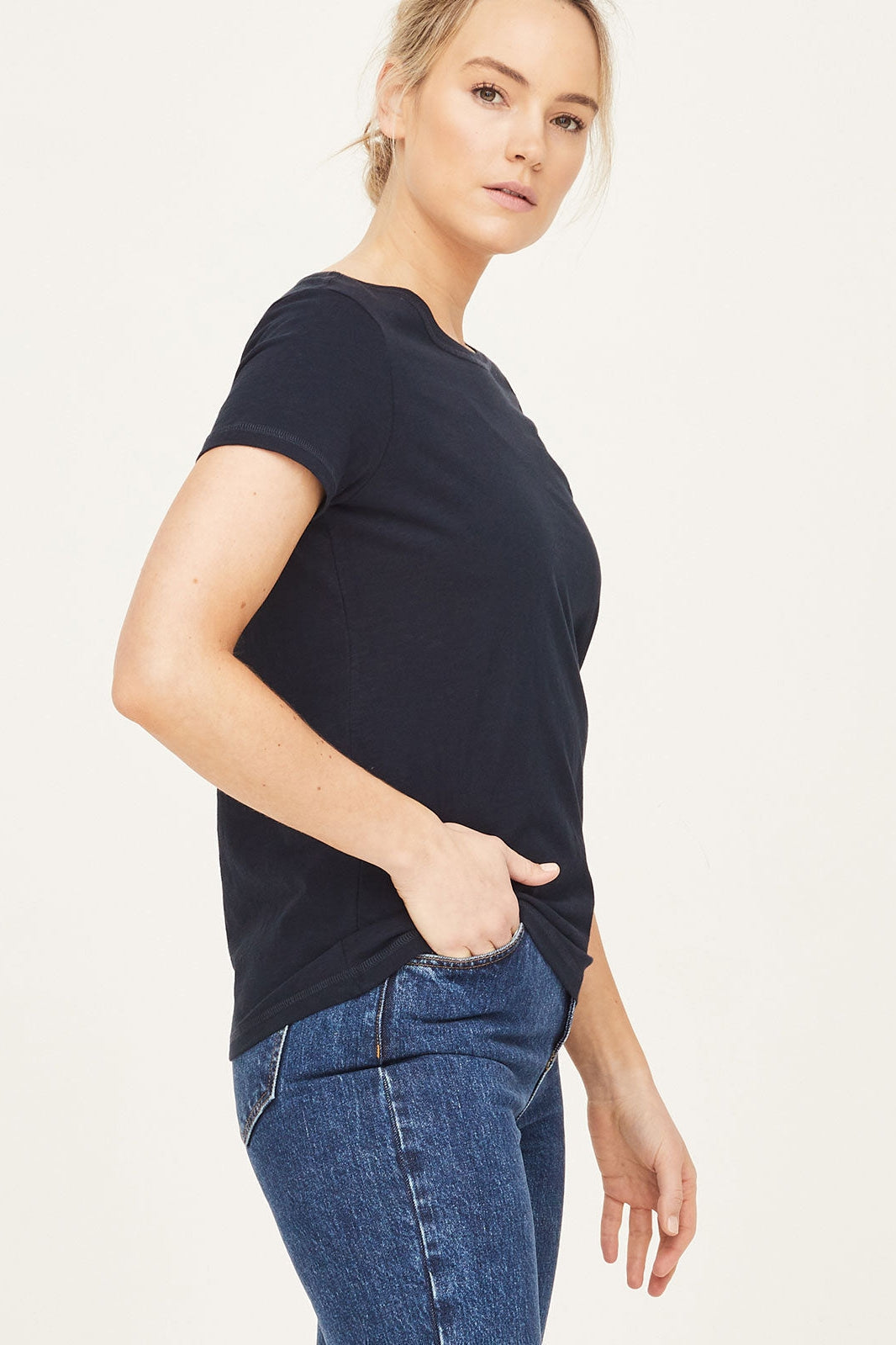 Thought Short Sleeved Fairtrade Organic Cotton T-Shirt in Navy-Womens-Ohh! By Gum - Shop Sustainable
