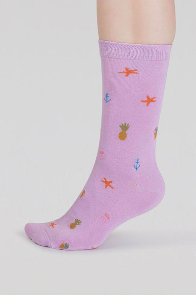 Thought Willa Bamboo Seaside Socks - Dusk Lilac-Womens-Ohh! By Gum - Shop Sustainable
