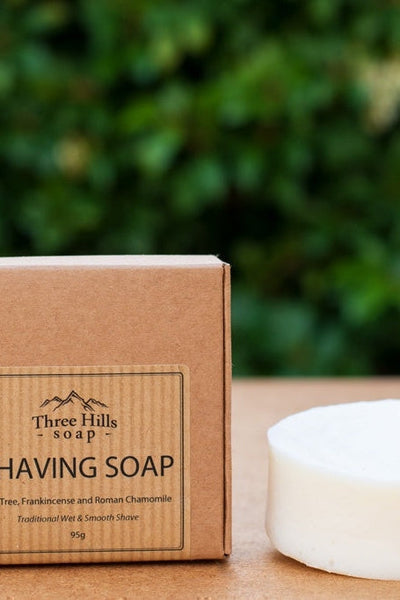 Three Hills Shaving Soap - Tea Tree, Frankincense, Cedarwood and Roman Chamomile-Mens-Ohh! By Gum - Shop Sustainable