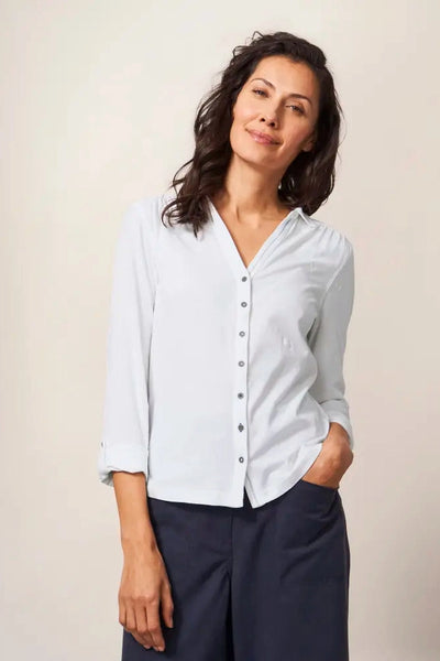 White Stuff Annie Embroidered Jersey Shirt in Brill White-Womens-Ohh! By Gum - Shop Sustainable
