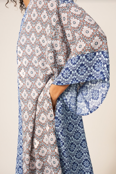 White Stuff Coastal Printed Kimono in Blue Multi-Womens-Ohh! By Gum - Shop Sustainable