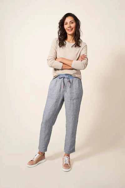White Stuff Effie Linen Trouser in Blue Mlt-Womens-Ohh! By Gum - Shop Sustainable