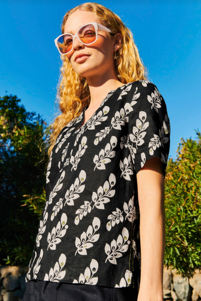 White Stuff June Linen Top in Black Multi-Womens-Ohh! By Gum - Shop Sustainable
