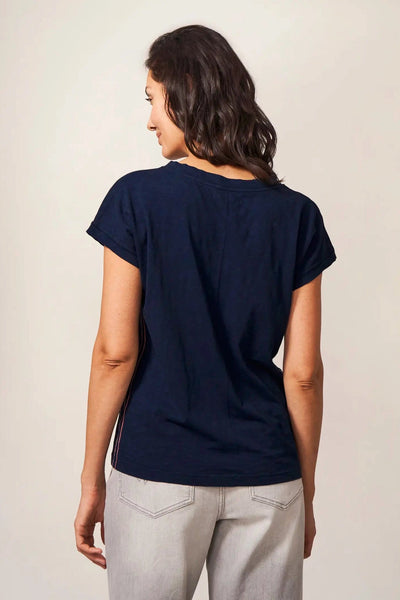 White Stuff Nelly Notch Neck Tee in Dark Navy-Womens-Ohh! By Gum - Shop Sustainable