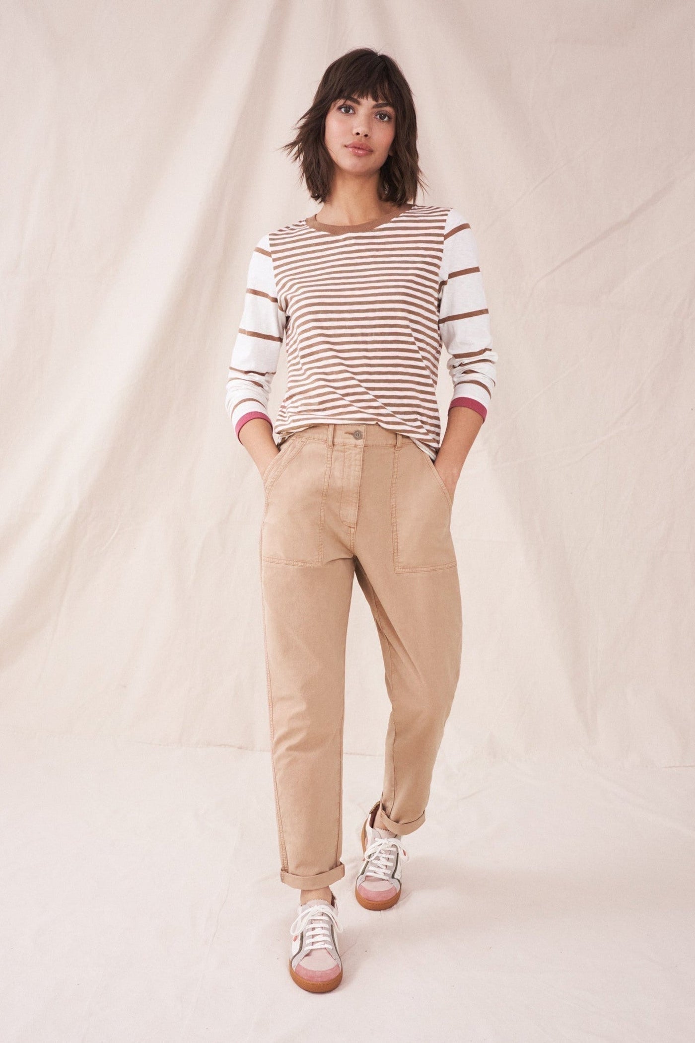 White Stuff Twister Organic Chino Trousers in Light Natural x-Womens-Ohh! By Gum - Shop Sustainable